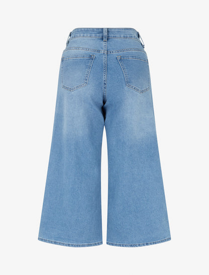 Pantacourt large en jean - Bleu - 2