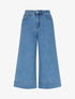 Pantacourt wide leg en jean - Bleu - 1