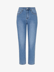 Jean clouté coupe mom fit - Bleu - 1