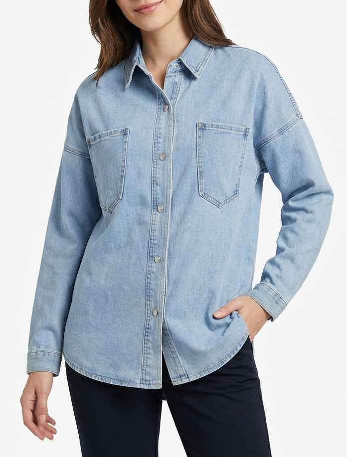 Camisa vaquera recta - Azul claro