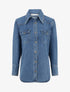 Chemise en jean droite à poches à rabat - Bleu - 1