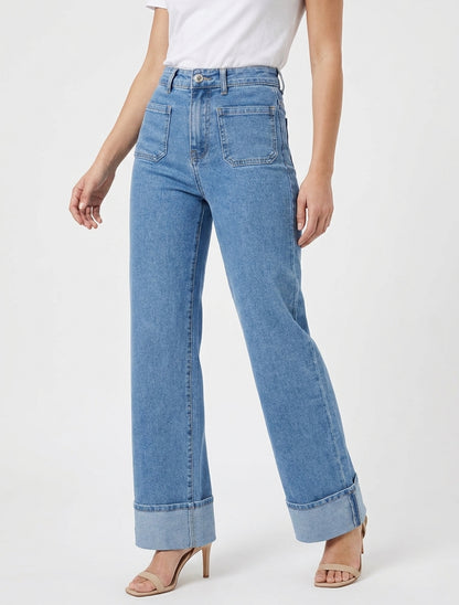 Jean push up con 4 bolsillos - Azul