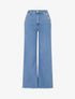 Jean droit à bords francs et boutons décoratifs - Bleu - 1