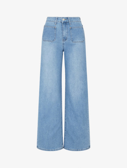 Jean push up wide leg coupe droite - Bleu - 1