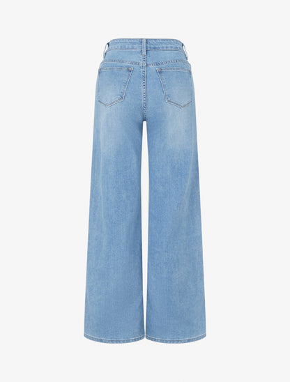 Jean push up wide leg coupe droite - Bleu - 2