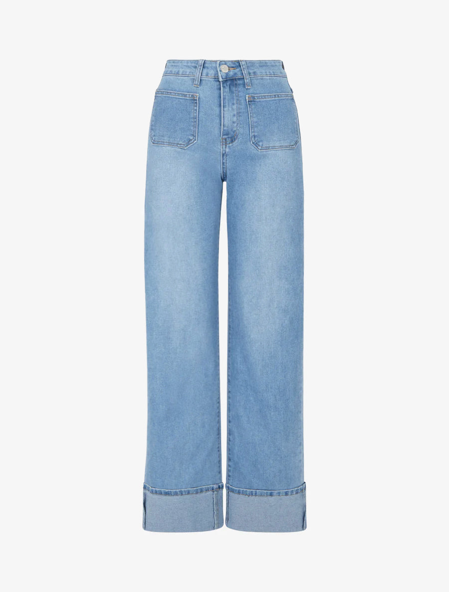 Jean de pierna ancha corte recto - Azul