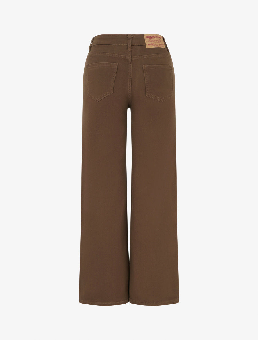 Jean wide leg taille haute - Marron - 2