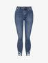 Jean skinny à bords coupe franche effilochés - Bleu - 4