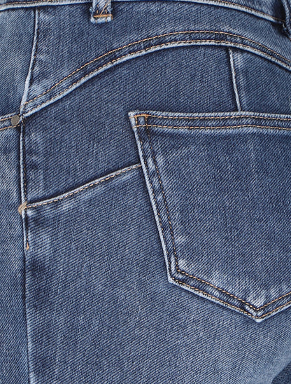 Jean skinny à bords coupe franche effilochés - Bleu - 3