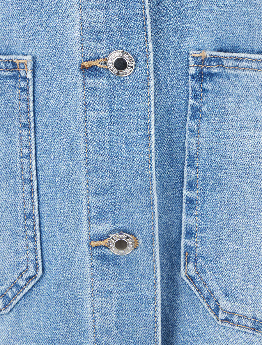 Veste en jean à poches plaquées - Bleu clair - 3