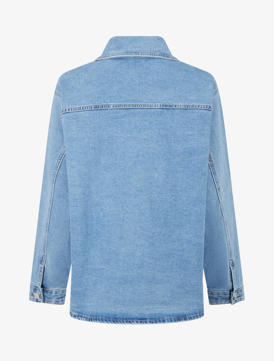 Veste en jean à poches à rabat - Bleu clair - 2