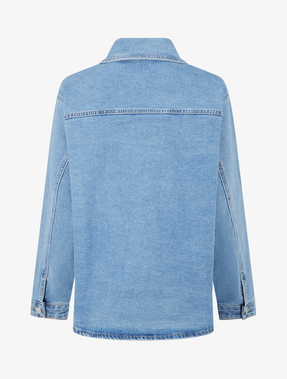 Veste en jean à poches à rabat - Bleu clair - 2