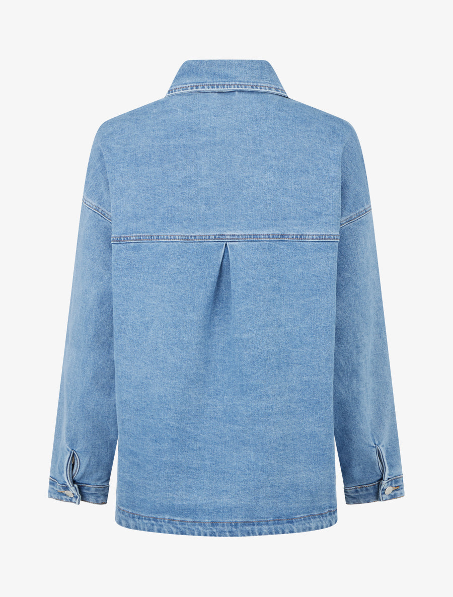 Veste en jean oversize à poches plaquées - Bleu clair - 2