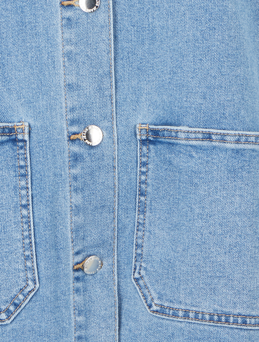 Veste en jean oversize à poches plaquées - Bleu clair - 3