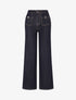 Jean wide leg à boutons décoratifs coupe droite - Bleu brut - 1