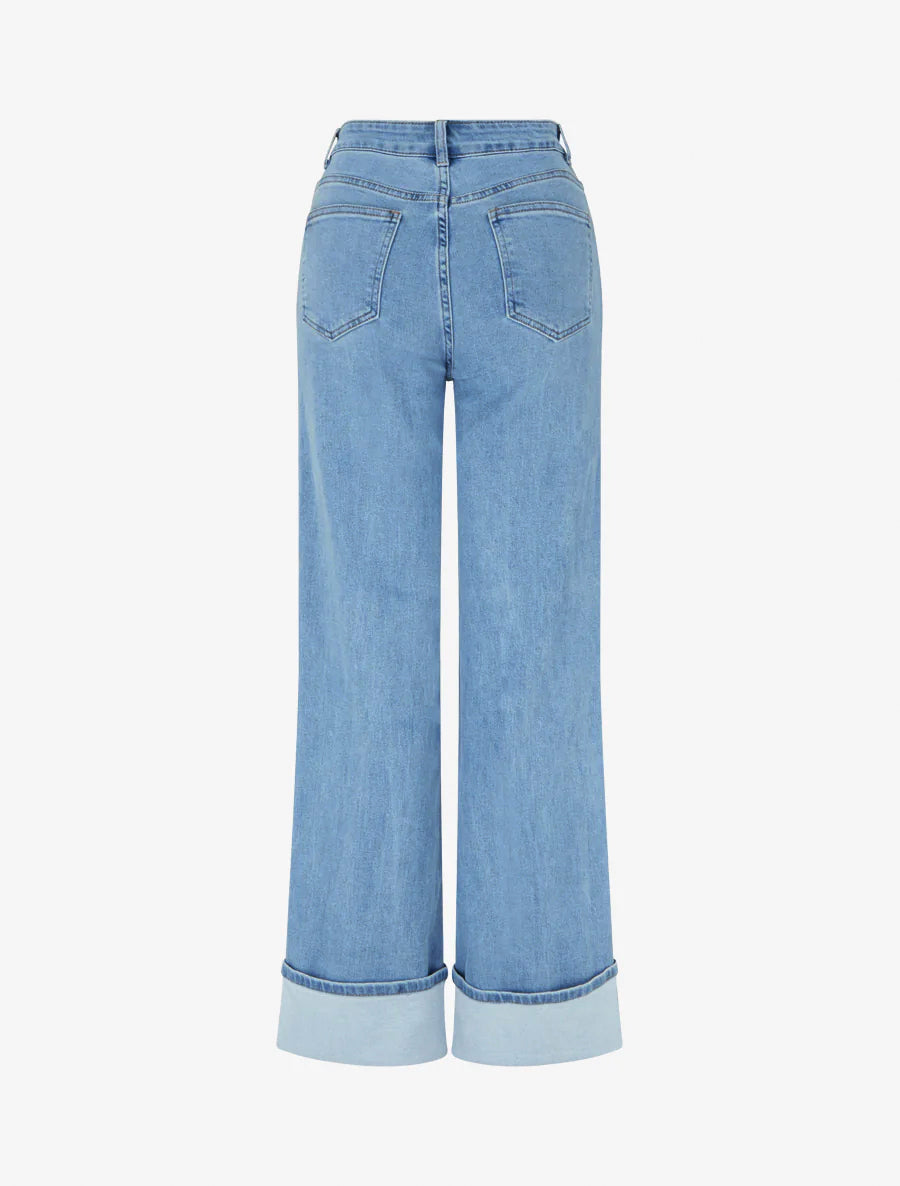 Jean droit à ourlet - Bleu clair - 2