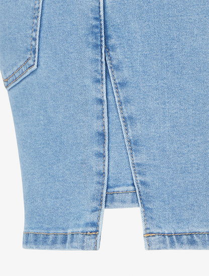 Short en jean bords fendus - Bleu - 3