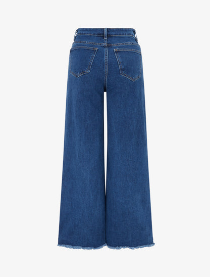 Jean standard à bords effilochés coupe ample - Bleu denim - 2