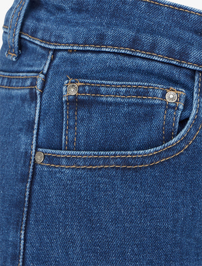 Jean standard à bords effilochés coupe ample - Bleu denim - 3