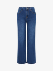 Jean droit taille haute push-up - Bleu - 1