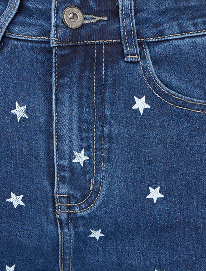Jean wide leg imprimé étoiles - Bleu - 3