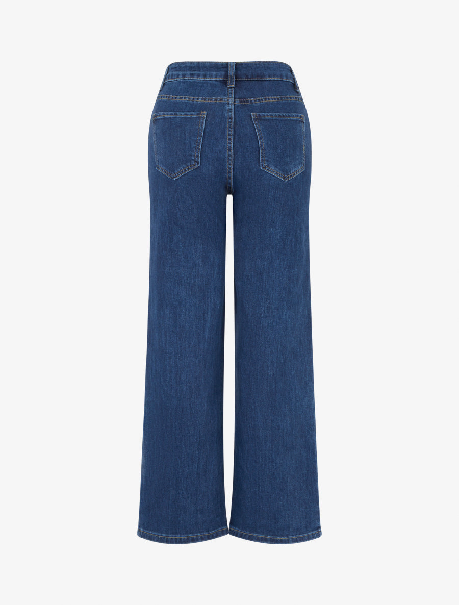Jean wide leg surpiqué et stylisé - Bleu - 2