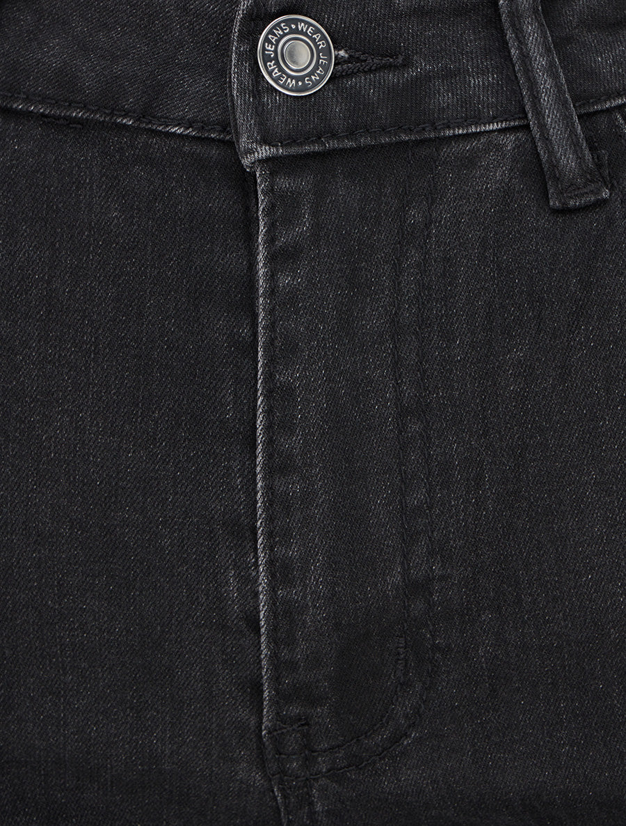 Jean wide leg à bords effilochés - Gris anthracite - 3