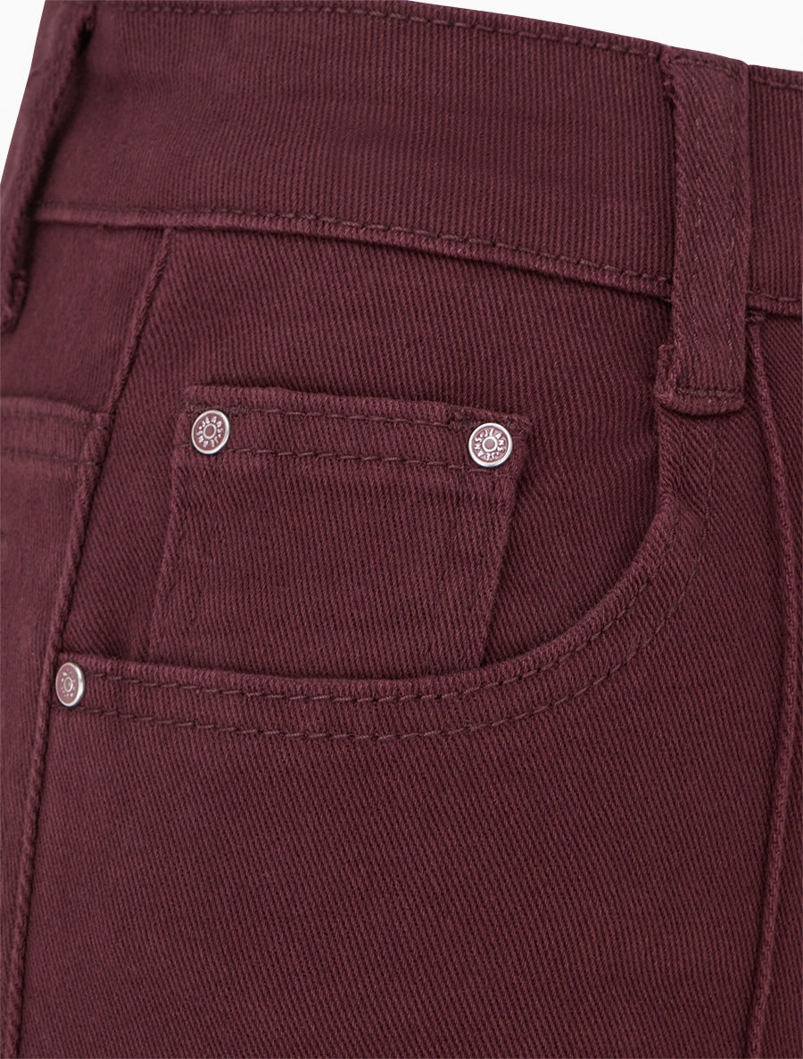 Jean wide leg taille haute à couture apparente - Bordeaux - 3