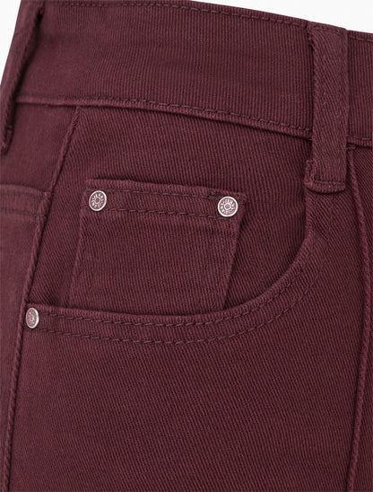 Jean wide leg taille haute à couture apparente - Bordeaux - 3