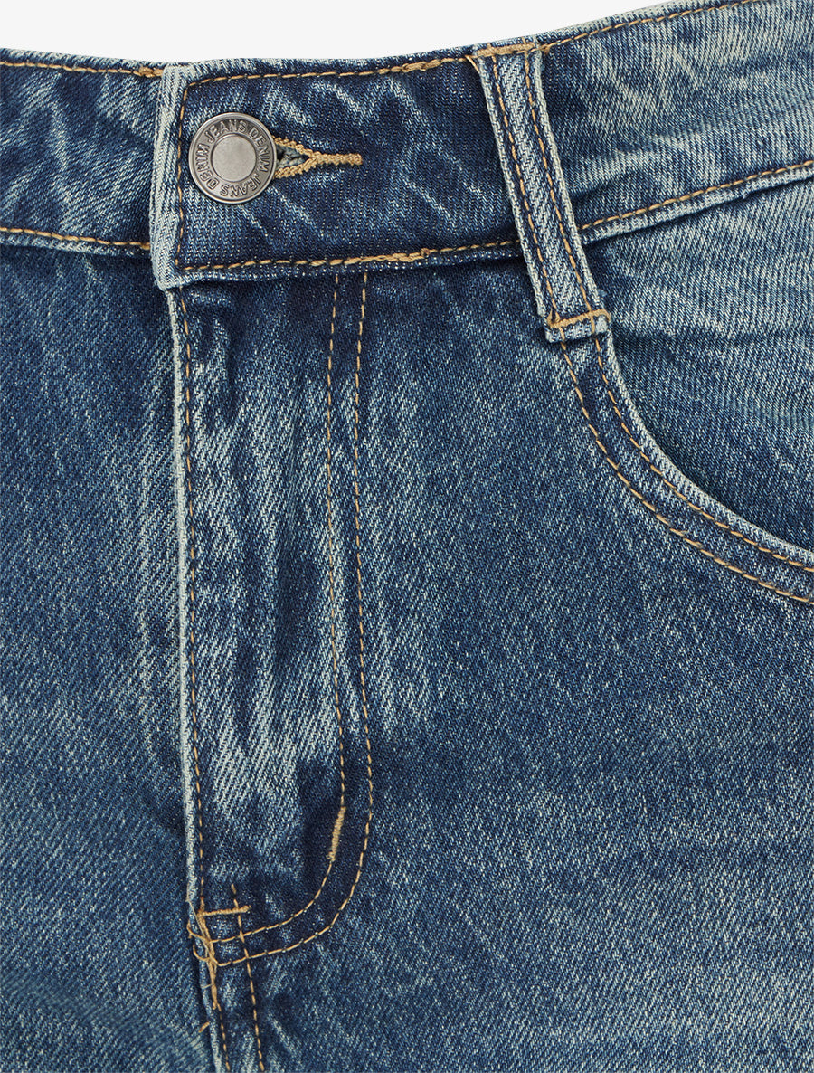 Jean wide leg à taille haute - Bleu moyen - 3