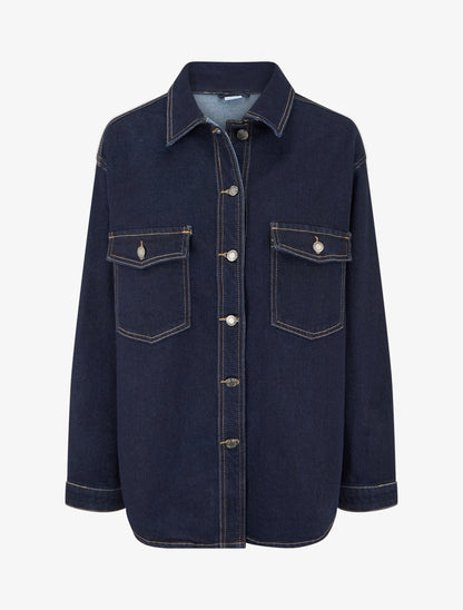 Surchemise en jean coupe oversize - Bleu brut - 1