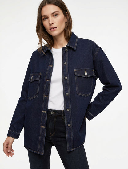 Sobrecamisa de mezclilla de corte oversize - Azul bruto