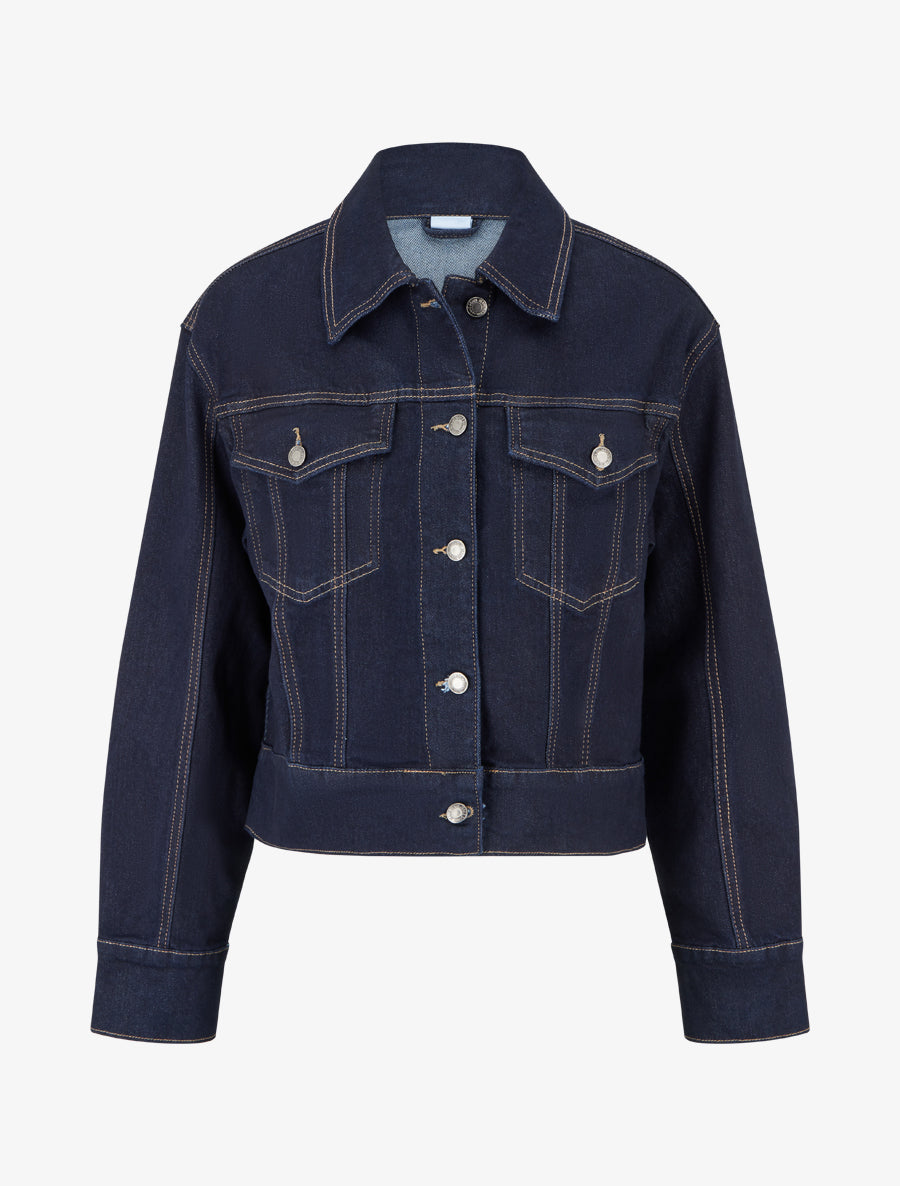 Veste en jean courte coupe droite - Bleu brut - 1