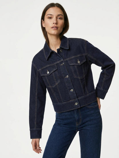 Chaqueta vaquera corta de corte recto. - Azul bruto
