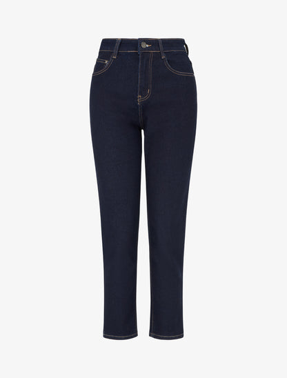 Jean taille haute coupe mom - Bleu brut - 1
