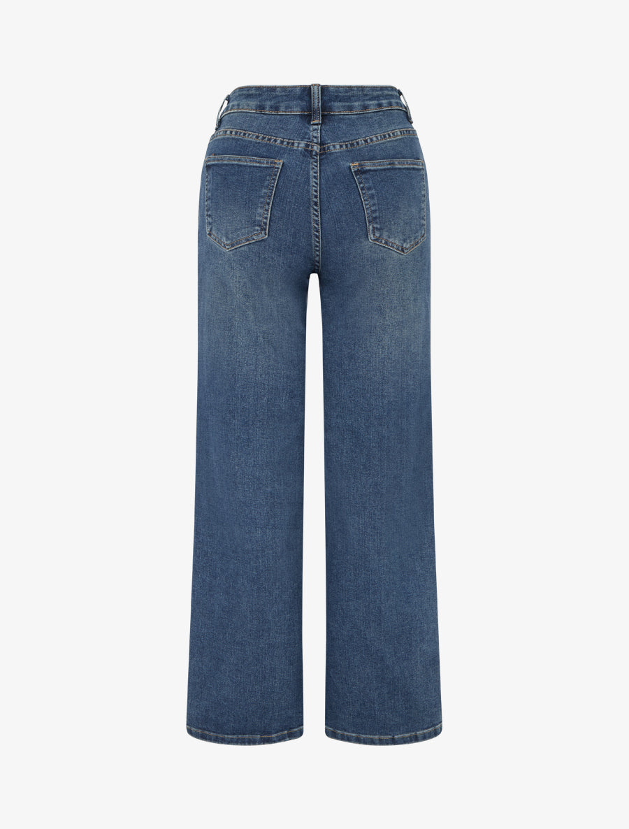 Jean wide leg à boutonnage croisé - Bleu denim - 2