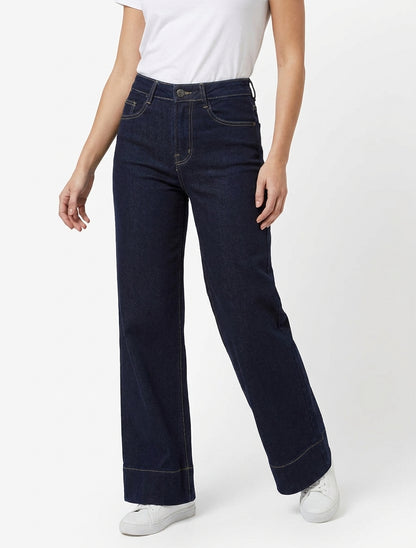 Jean de tiro alto corte wide leg - Azul bruto
