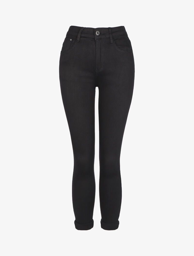 Jean slim stretch à taille haute - Noir - 4