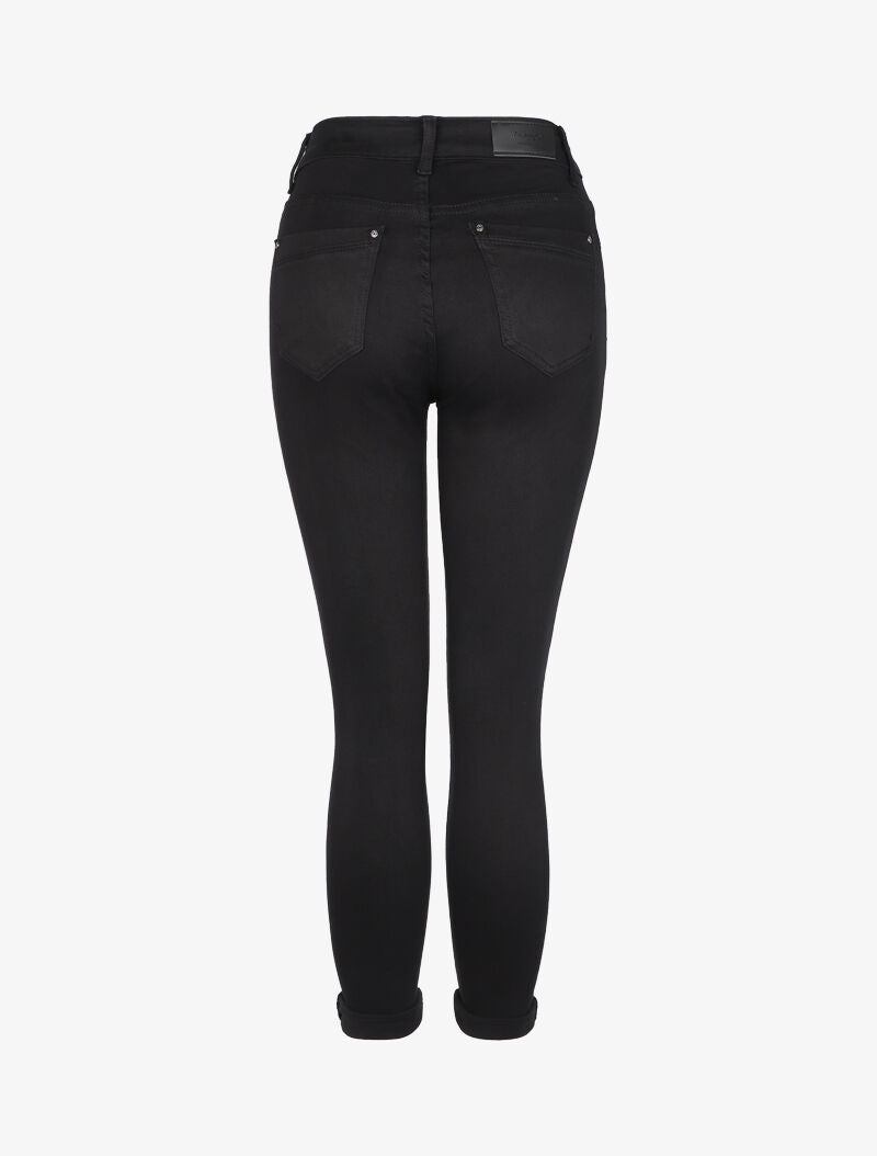Jean slim stretch à taille haute - Noir - 2