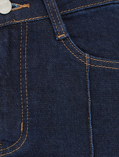 Jean wide leg à coutures contrastantes - Bleu brut - 3