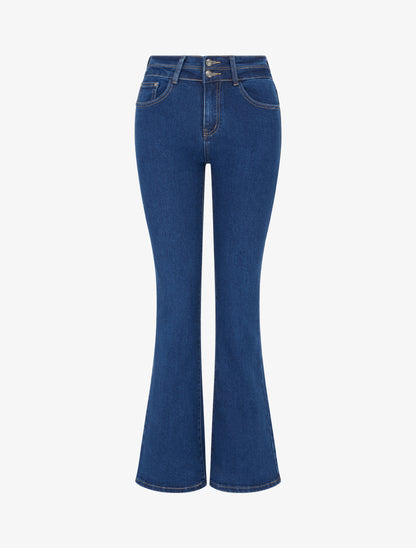 Jean flare taille haute - Bleu denim - 1