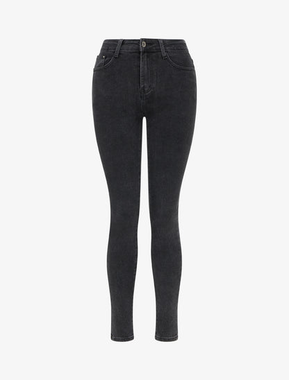 Jean skinny stretch à taille haute - Gris anthracite - 1