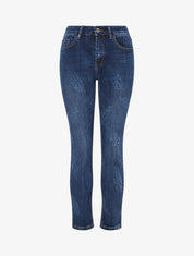 Jean à imprimé plumes coupe skinny - Bleu denim - 1