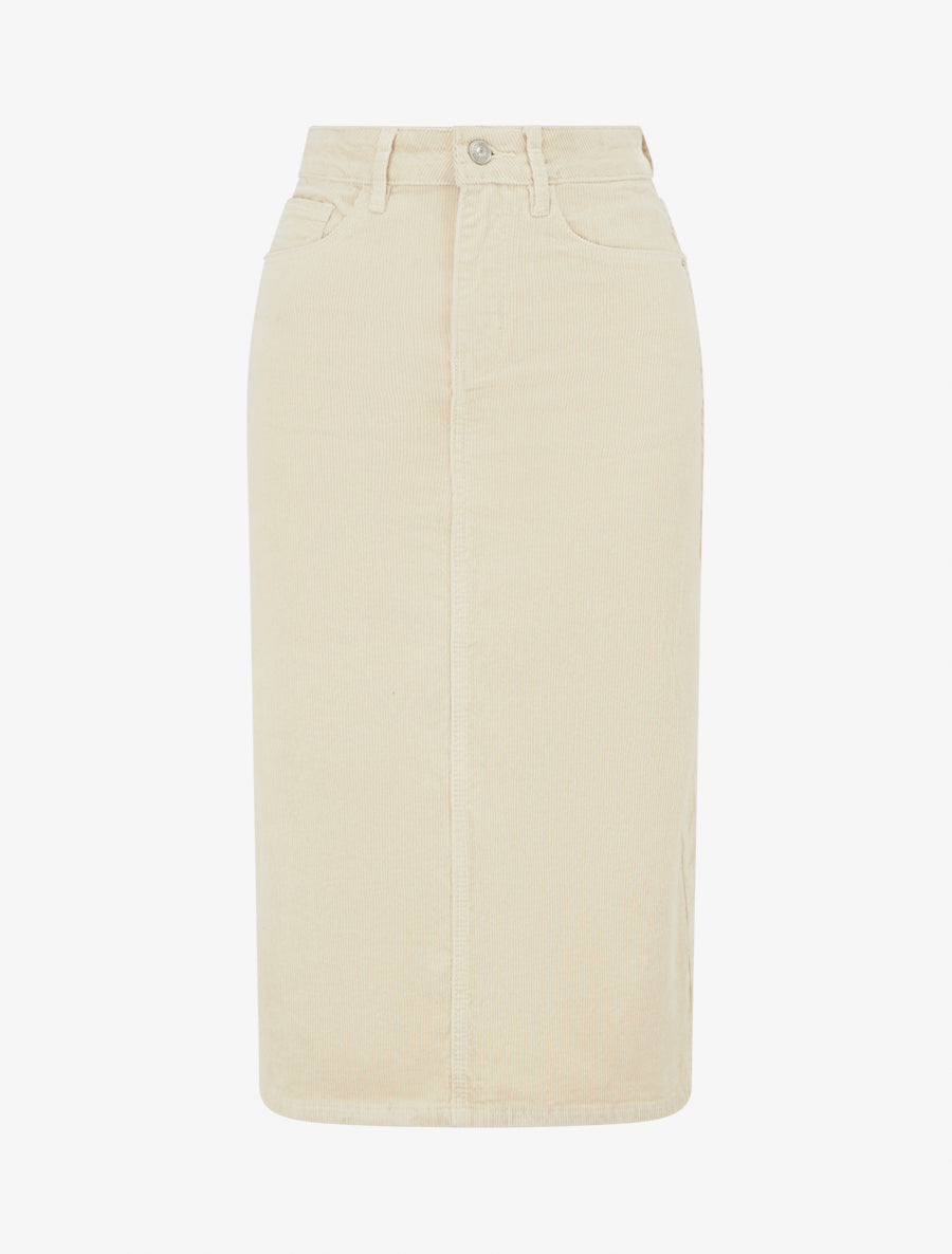 Jupe côtelée uni - Beige - 1