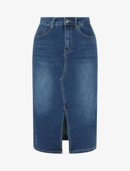 Jupe crayon en jean - Bleu denim - 1