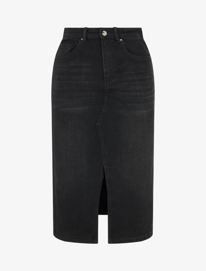 Jupe crayon en jean - Noir - 1