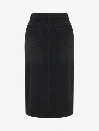 Jupe crayon en jean - Noir - 2