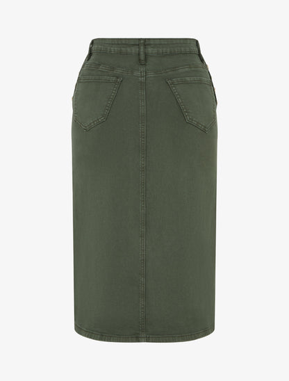 Jupe crayon en jean à poches boutonnées - Kaki - 2
