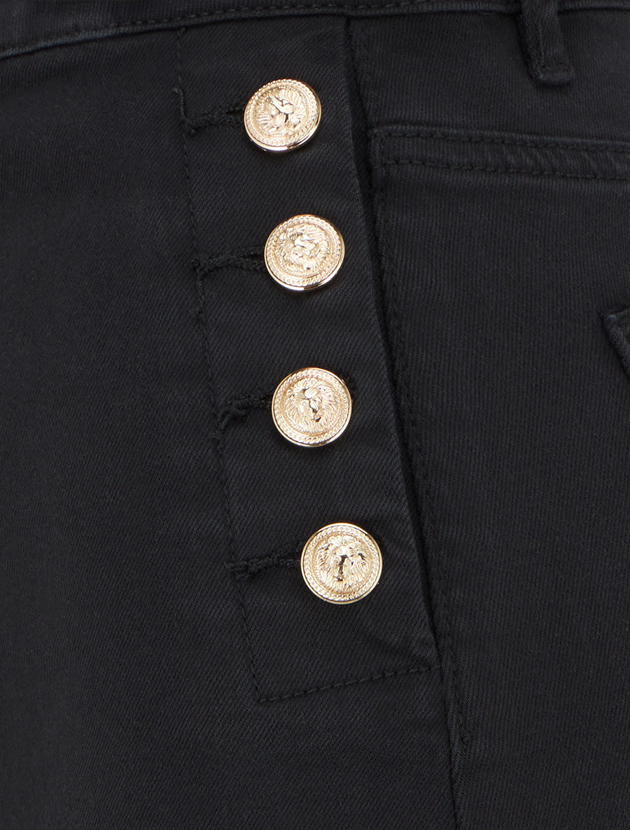 Jupe crayon en jean à poches boutonnées - Noir - 3