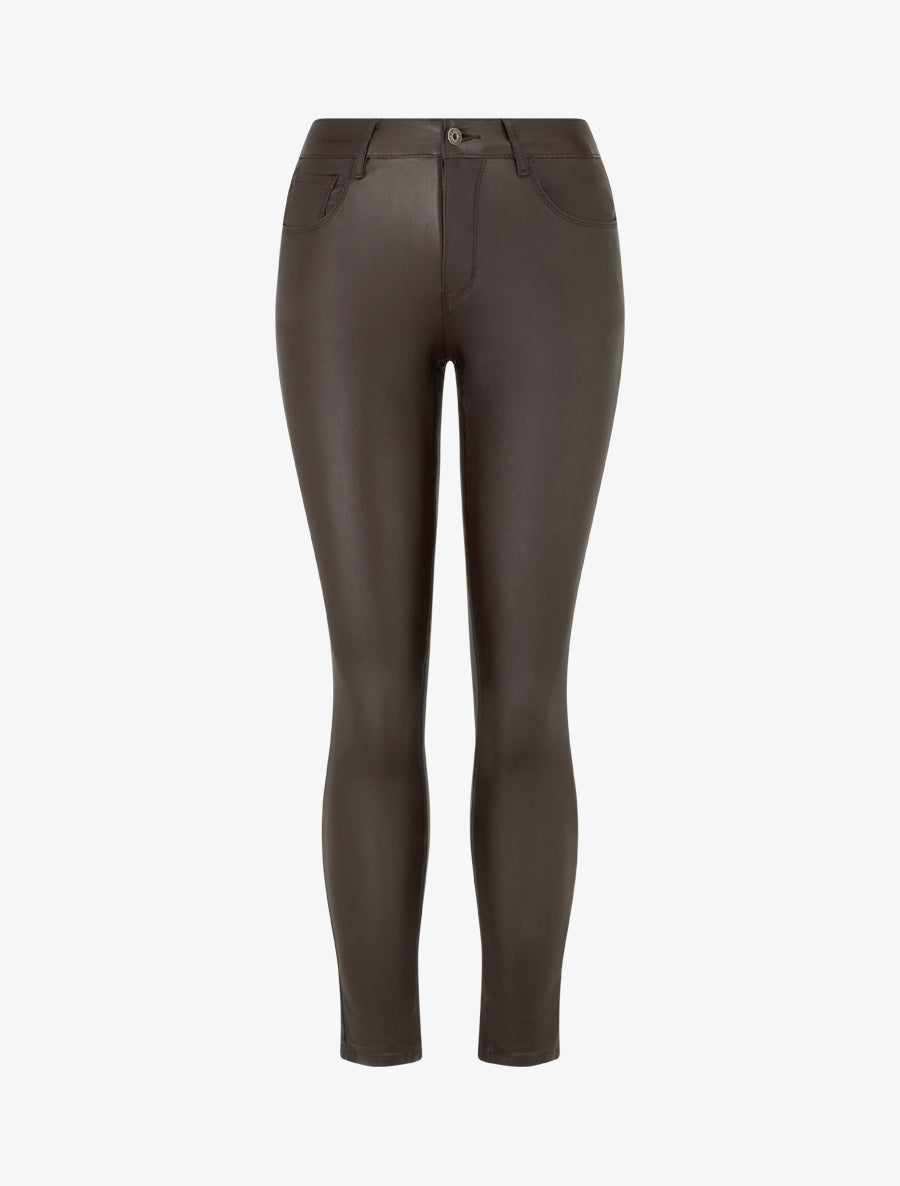 Jean skinny effet ciré - Marron - 1